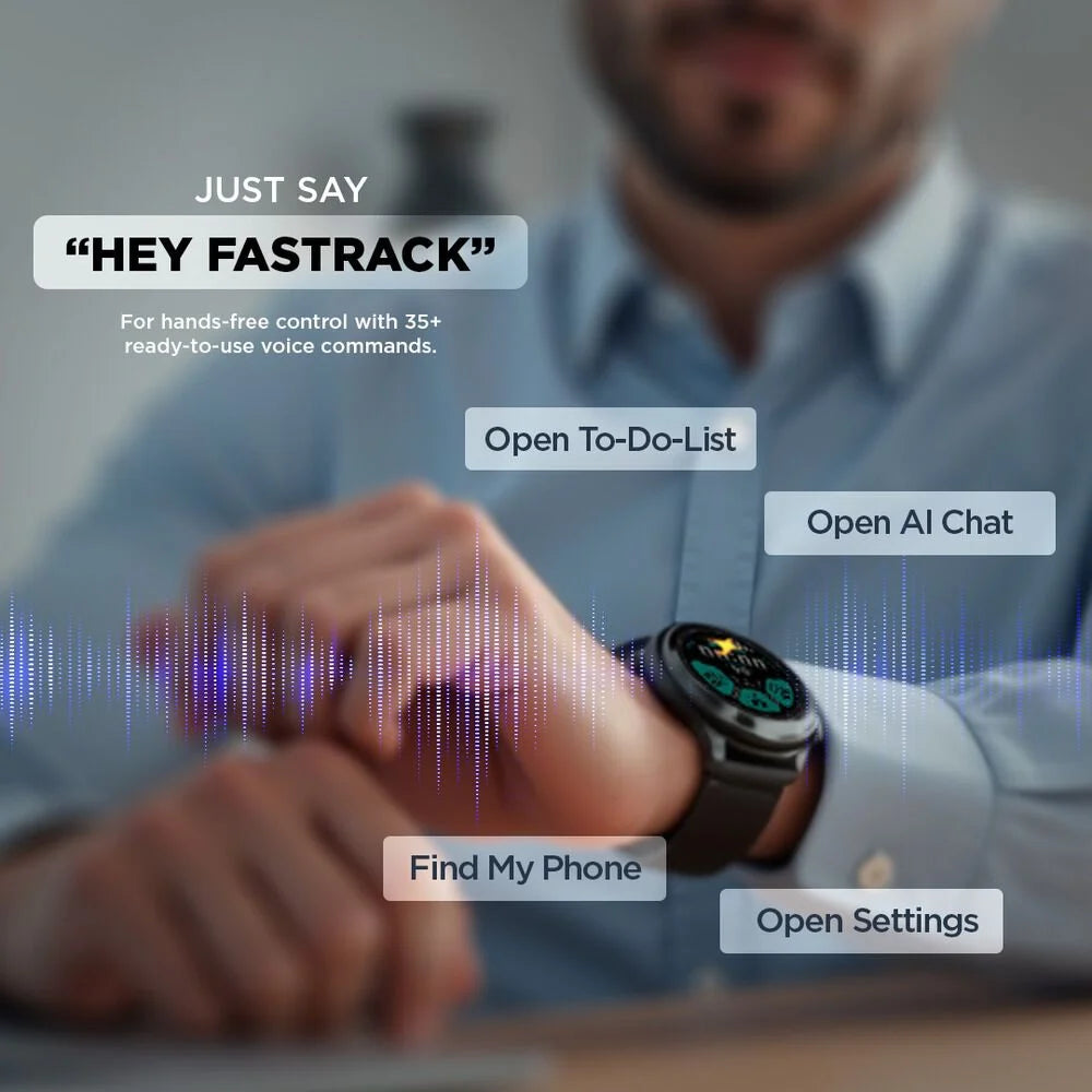 Fastrack VOX Pro Smartwatch 3.5CM Ultra Vu Display, Offline Voice Commands, Functional Crown, HRM, Multiple Menu Styles - 38178PP03K - KRISHNA WATCH COMPANY