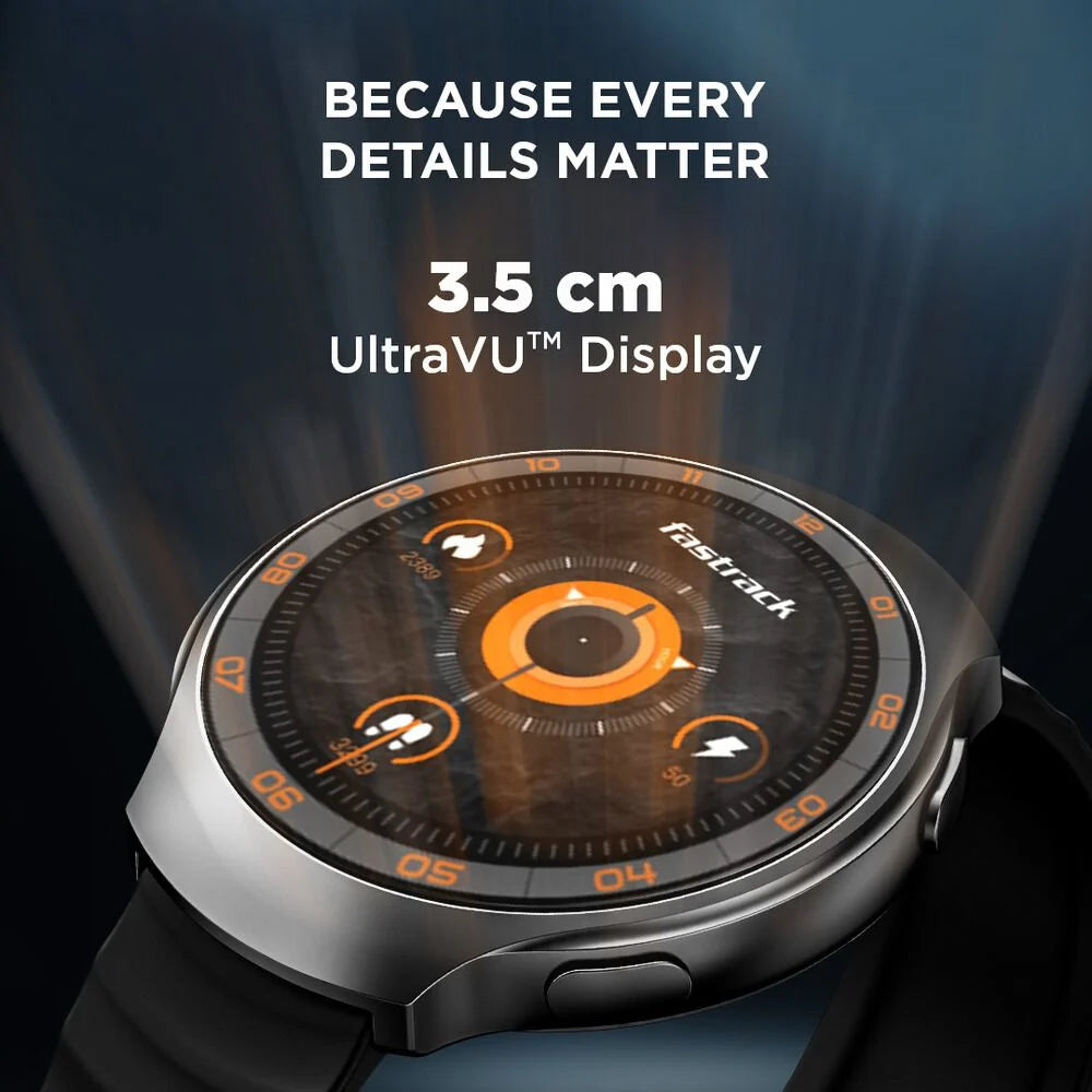 Fastrack VOX CirQ Smartwatch 3.5CM Ultra Vu Display, AI Watcface,AI Chat, 24/7 Health Suite, BT Calling, SpO2, HRM, IP68 - 38183pp02k - KRISHNA WATCH COMPANY