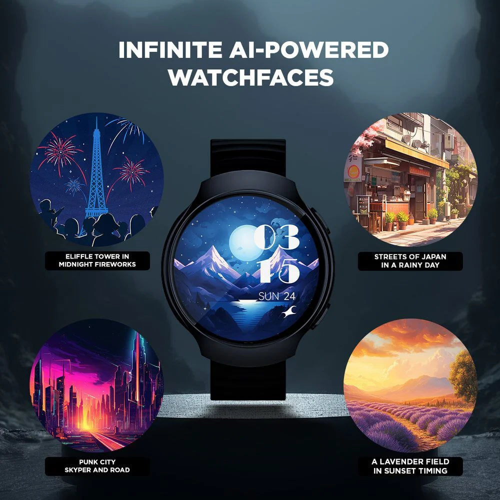 Fastrack VOX CirQ Smartwatch 3.5CM Ultra Vu Display, AI Watcface,AI Chat, 24/7 Health Suite, BT Calling, SpO2, HRM, IP68 - 38183pp02k - KRISHNA WATCH COMPANY