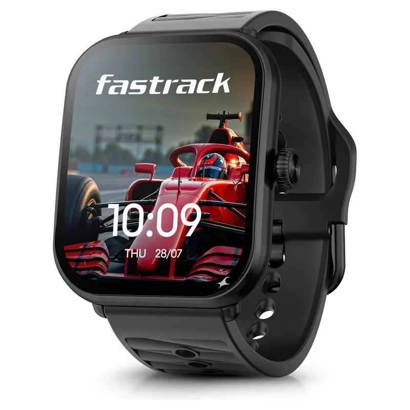 Fastrack MYND - 4.9 cm AMOLED Display, AI Watchface, Offline Voice Commands, AI Chat, BT Calling IP68 Smartwatch 38184pp01k - KRISHNA WATCH COMPANY