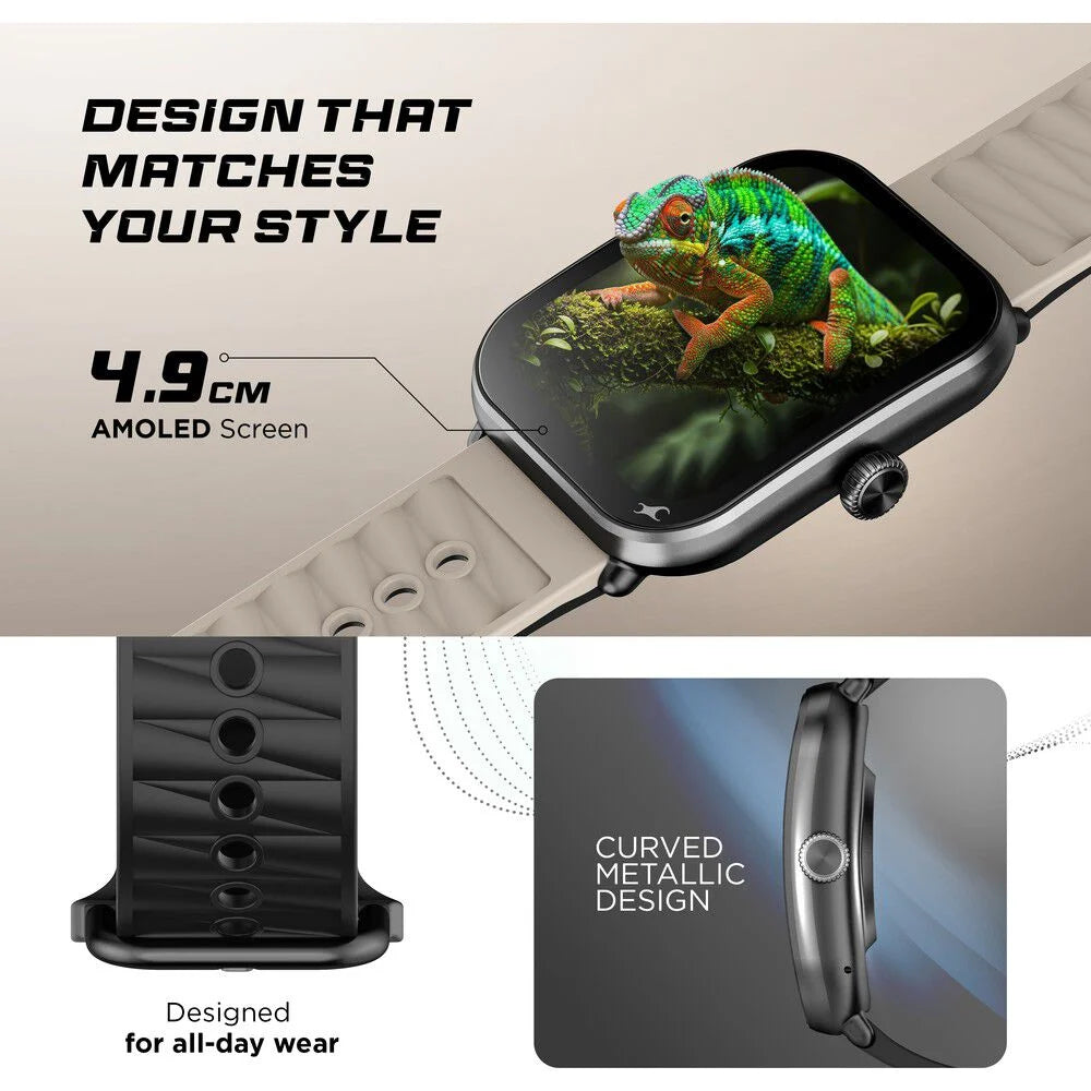 Fastrack MYND - 4.9 cm AMOLED Display, AI Watchface, Offline Voice Commands, AI Chat, BT Calling IP68 Smartwatch 38184pp01k - KRISHNA WATCH COMPANY