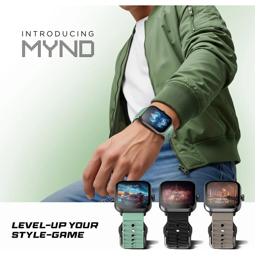 Fastrack MYND - 4.9 cm AMOLED Display, AI Watchface, Offline Voice Commands, AI Chat, BT Calling IP68 Smartwatch 38184pp01k - KRISHNA WATCH COMPANY