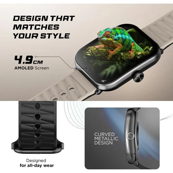 Fastrack MYND - 4.9 cm AMOLED Display, Offline Voice Commands, AI Watchface, AI Chat, BT Calling IP68 Smartwatch 38184pp03k - KRISHNA WATCH COMPANY