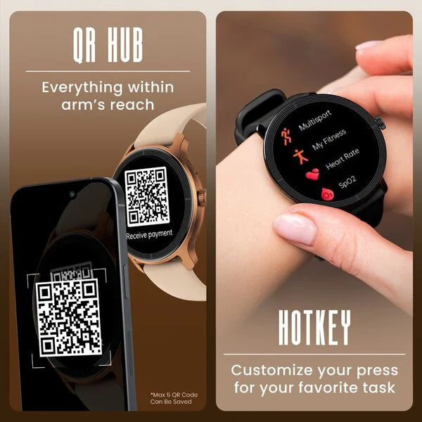 Fastrack Sleek Smartwatch 1.32" inch AMOLED Display, Sleek Design, Functional Crown, QR Hub, SpO2, HRM, IP68 38185pp02k - KRISHNA WATCH COMPANY