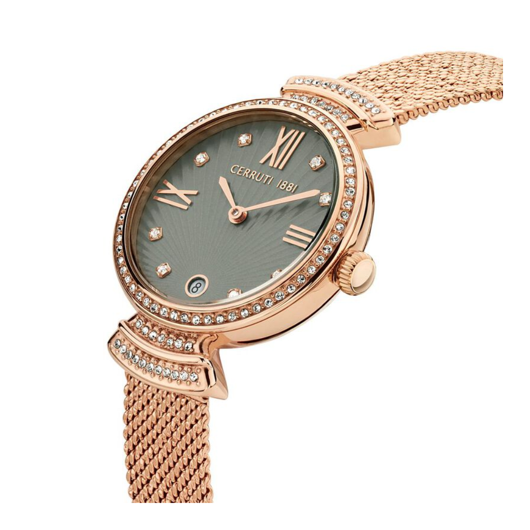 Cerruti 1881 Quartz Analog Grey Dial Stainless Steel Strap Watch for Women CECIWLH2205502W - KRISHNA WATCH COMPANY