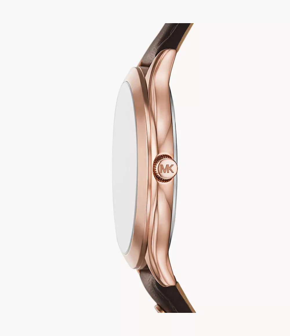 Michael Kors Slim Runway Three-Hand Brown Leather Watch - MK7546 - KRISHNA WATCH COMPANY