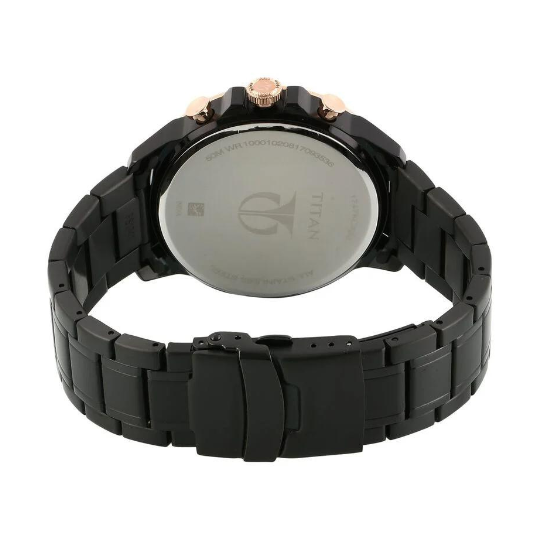 TITAN Anthracite Dial Black Stainless Steel Strap Watch NN1747KM02 (DG777) - KRISHNA WATCH COMPANY