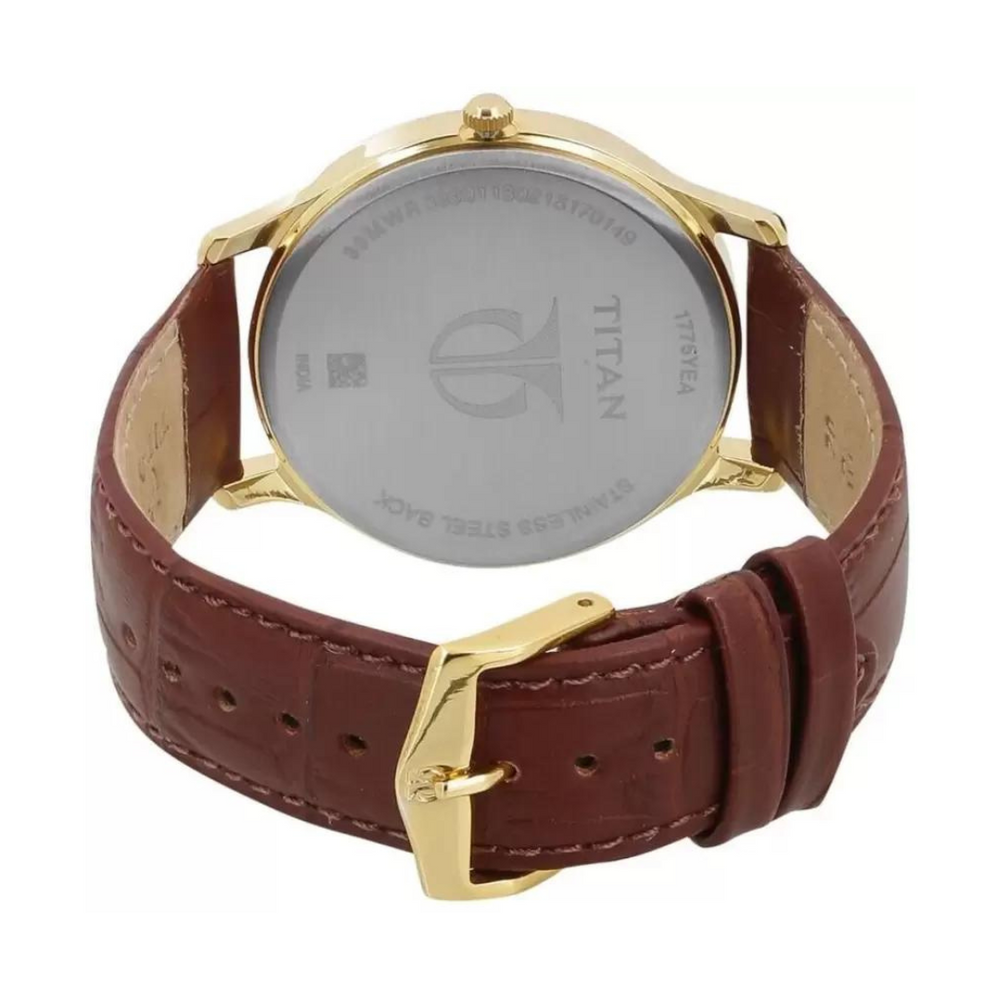 Titan Black Dial Brown Leather Strap Watch NP1775YL01 (DH368) - KRISHNA WATCH COMPANY