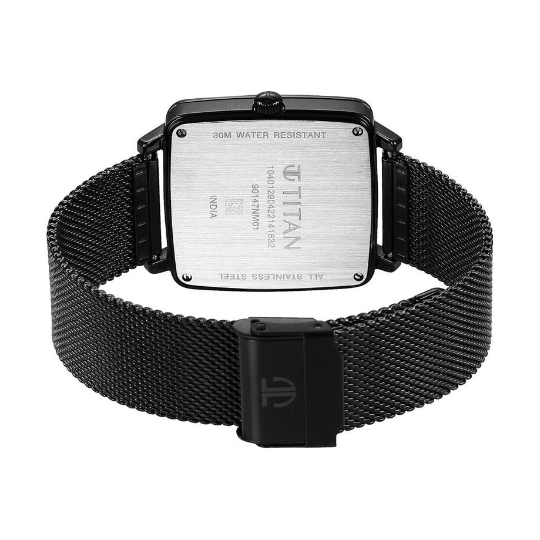 TITAN Avant Garde Black Dial Stainless Steel Strap Watch - 90147NM01 - KRISHNA WATCH COMPANY
