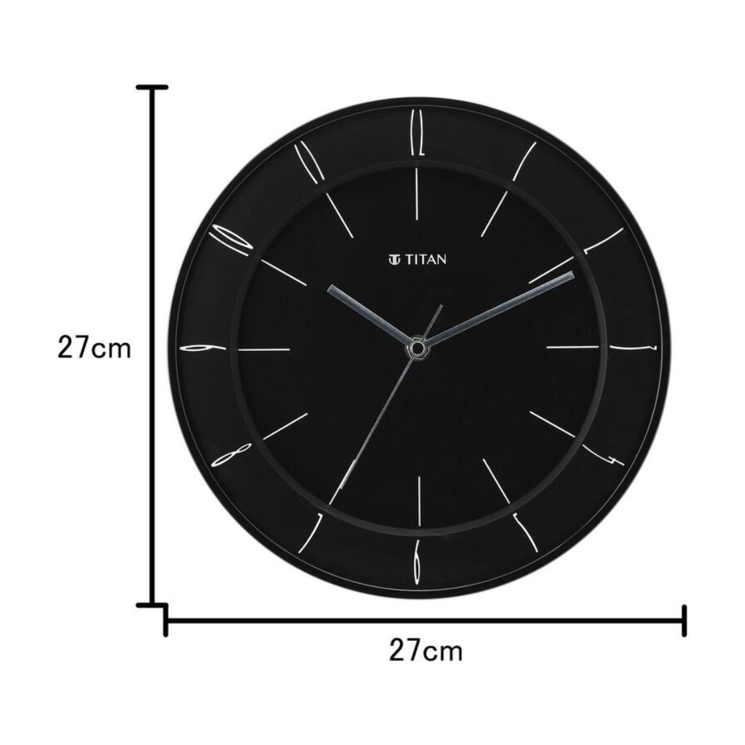 Titan Black Wall Clock with Domed Glass W0010PA01 - KRISHNA WATCH COMPANY