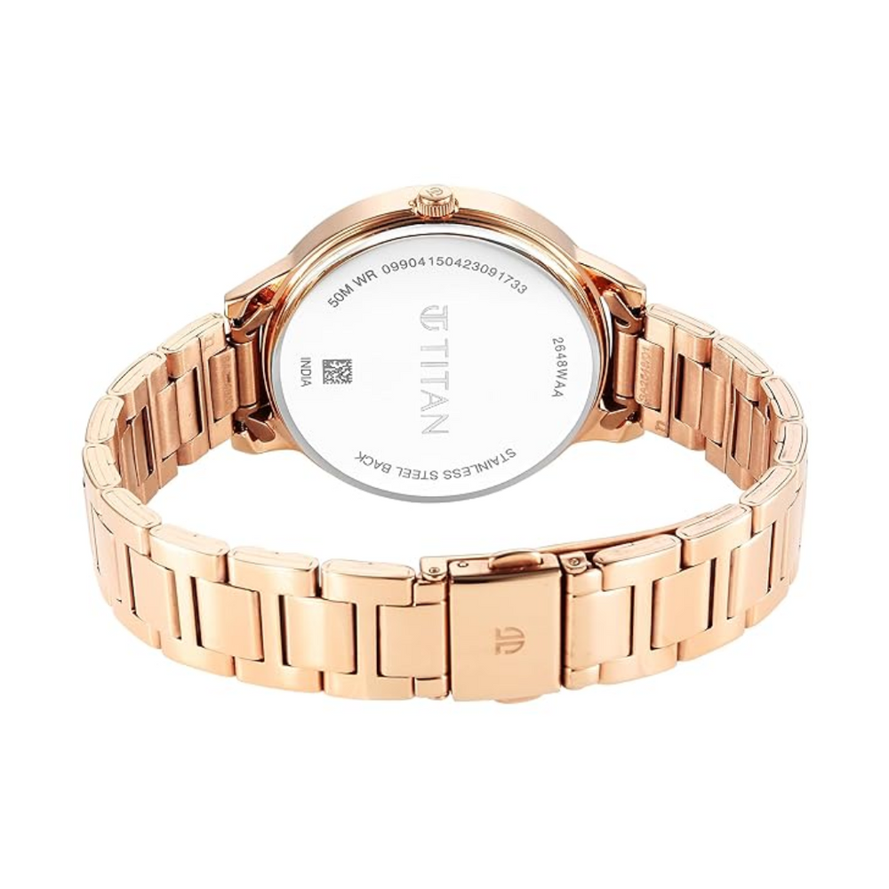 Titan Quartz Analog Rose Gold Dial Watch for Women - 2648WM04 - KRISHNA WATCH COMPANY