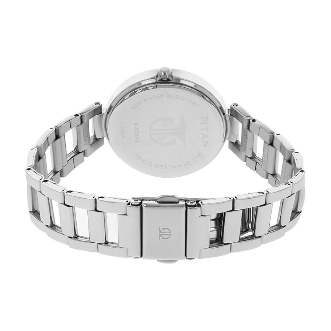 Titan Black Dial Silver Stainless Steel Strap Watch - 2480SM02 - KRISHNA WATCH COMPANY