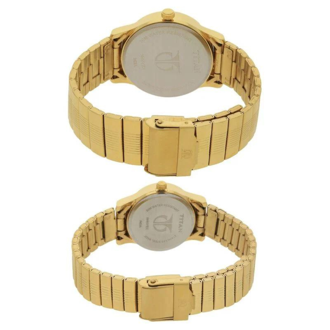 Titan Bandhan Champagne Dial Stainless Steel Strap Watches - 1580YM05 - KRISHNA WATCH COMPANY