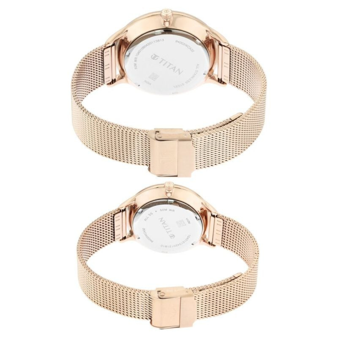 Titan Quartz Multifunction White Dial Watch for Couple - 9400394203WM01 - KRISHNA WATCH COMPANY