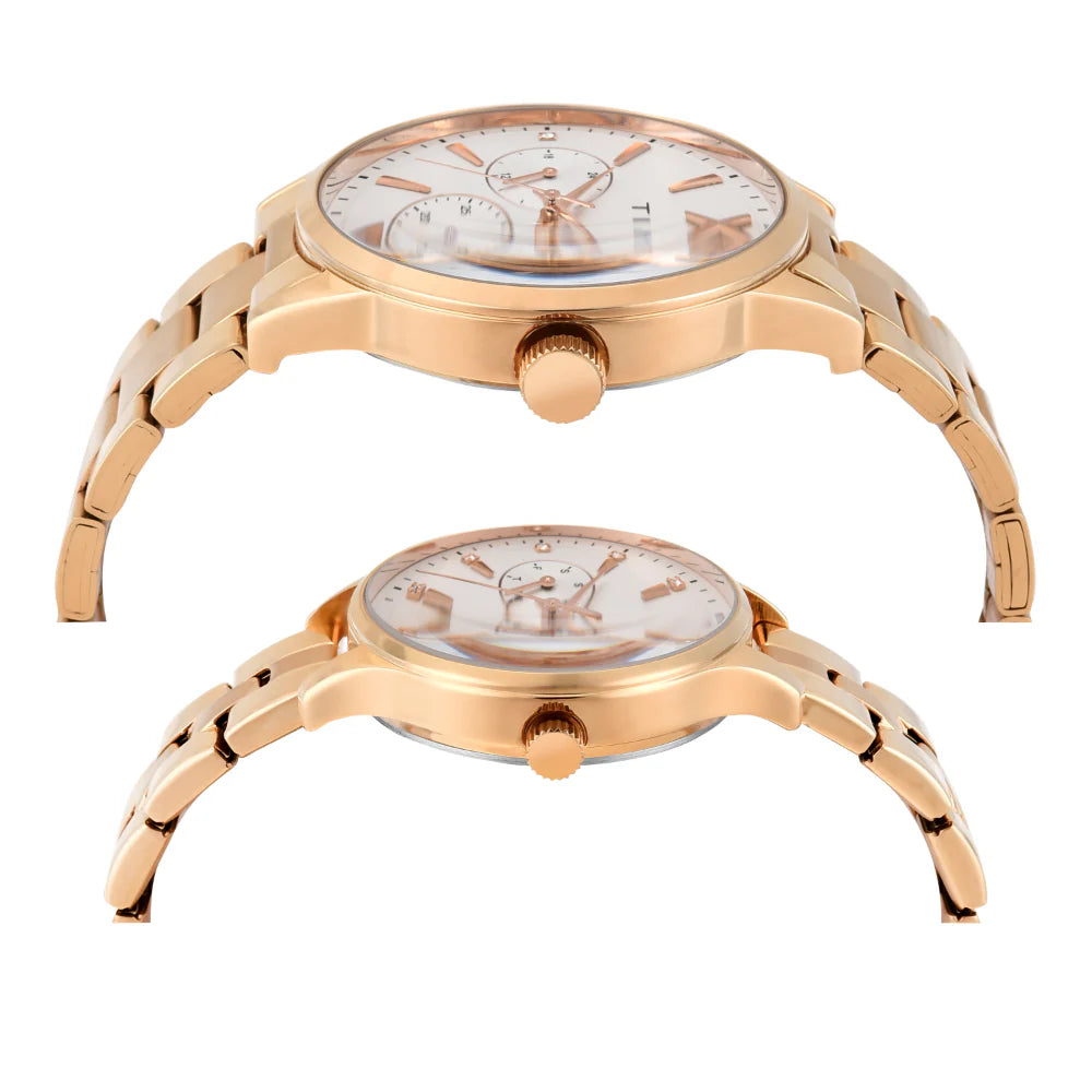 Timex Pairs Silver Round Multifunction Dial Watch- TW00PR304 - KRISHNA WATCH COMPANY