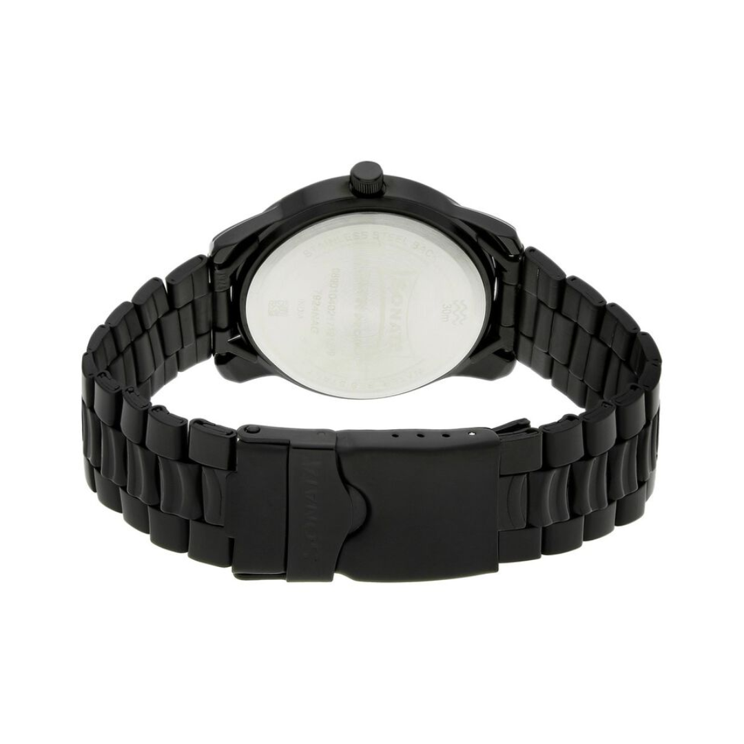 Sonata Black Dial Black Metal Strap Watch NR7924NM01 - KRISHNA WATCH COMPANY