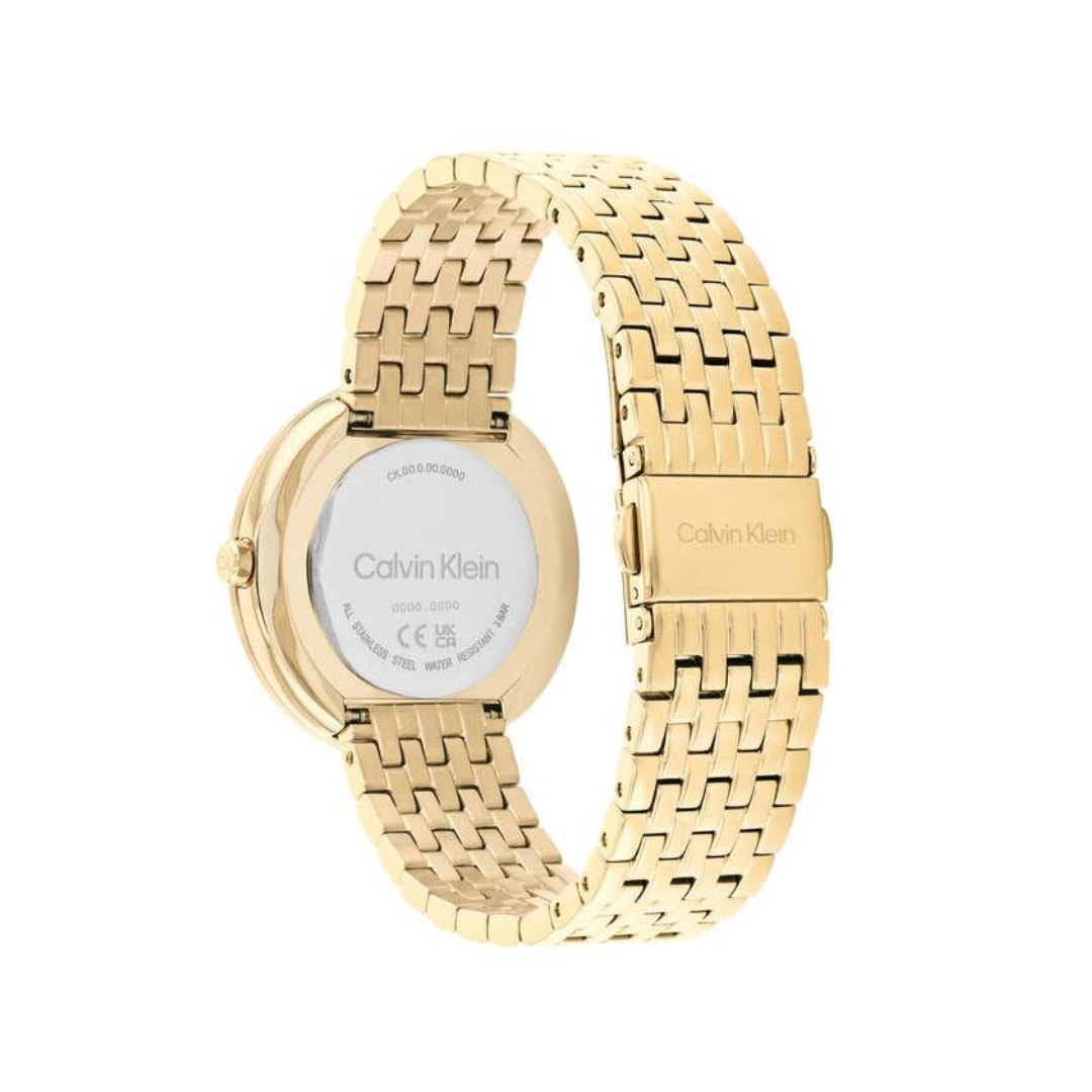 Calvin Klein Twisted Bezel Quartz White Round Dial Women's Watch - 25200321 - KRISHNA WATCH COMPANY