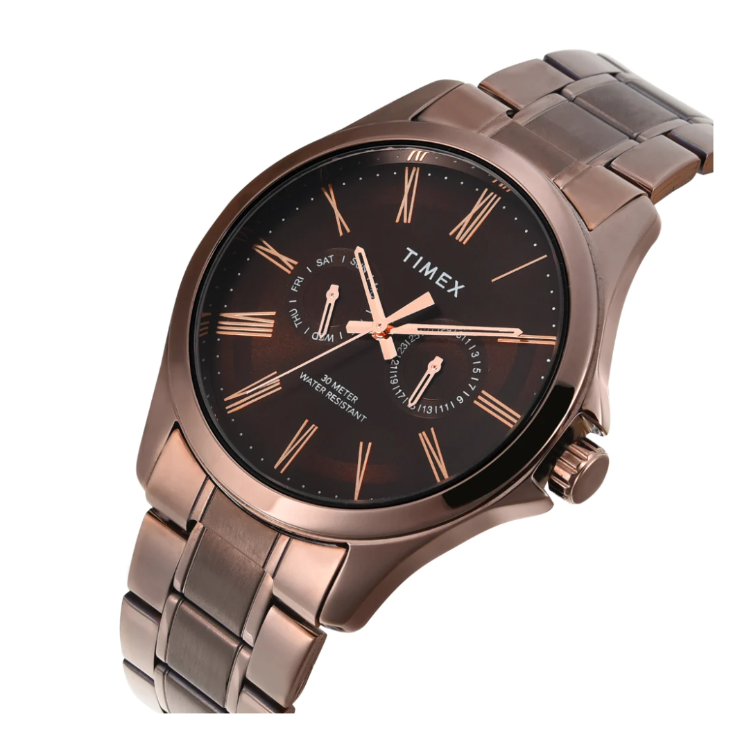 Timex Men Brown Round Analog Dial Watch - TW000X136 - KRISHNA WATCH COMPANY