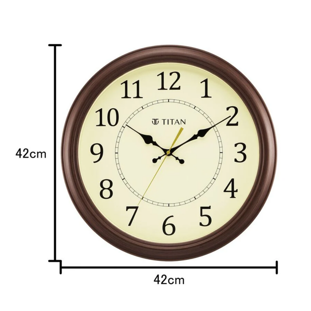 Titan Classic 42 cm Off-White Wall Clock: Silent Serenity - W0056PA01 - KRISHNA WATCH COMPANY