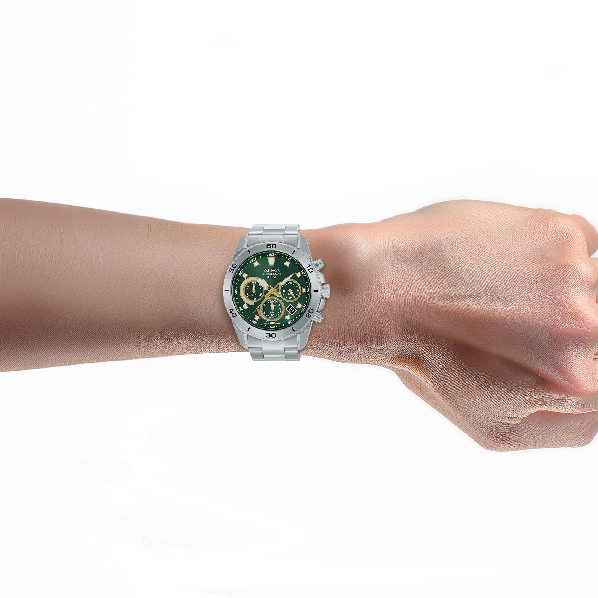 ALBA Green Dial Solar Chronograph Watch AZ5011X1 - KRISHNA WATCH COMPANY