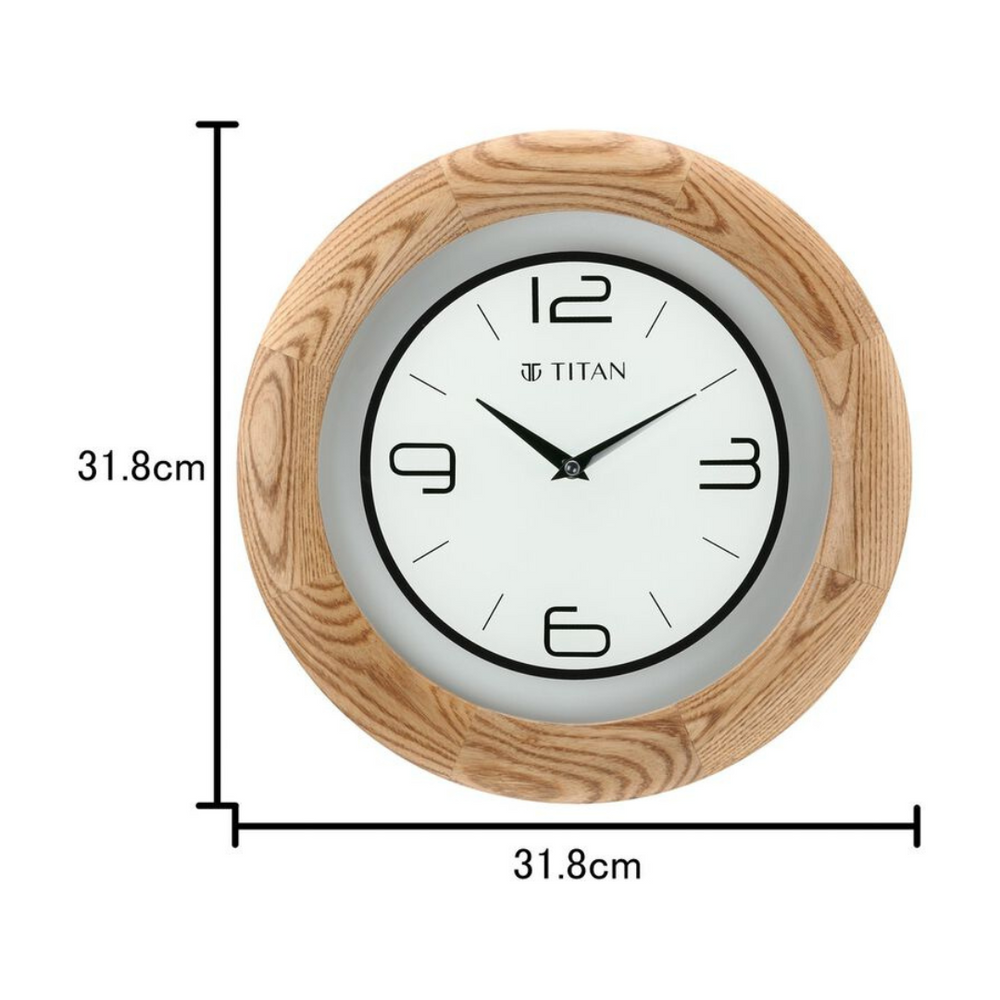 Wooden Brown Wall Clock with Glass Dial - 31.8 cm x 31.8 cm (Medium) W0034WA01 - KRISHNA WATCH COMPANY