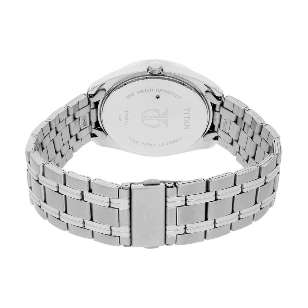 Titan Black Dial Silver Stainless Steel Strap Watch 1582KM02 - KRISHNA WATCH COMPANY