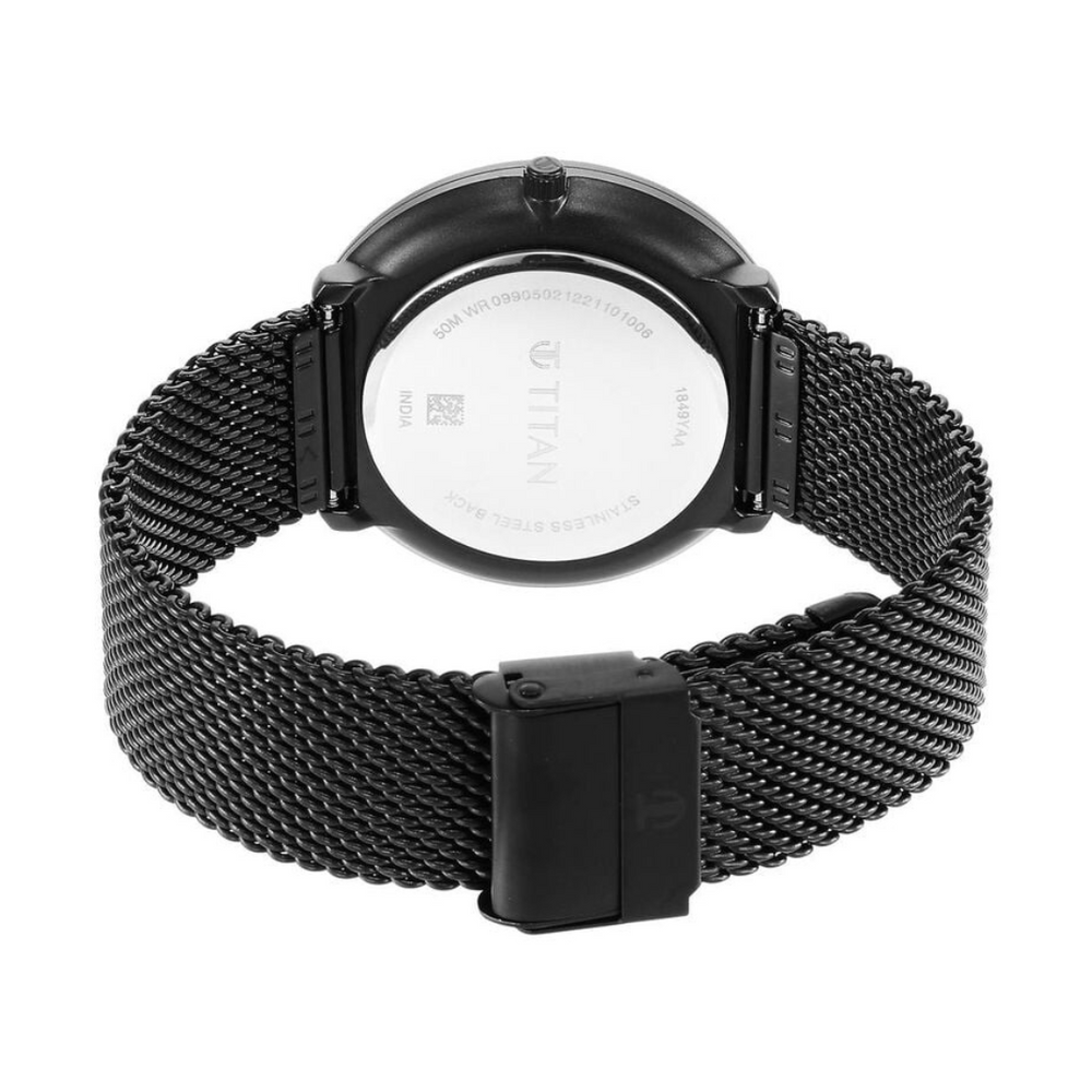 Titan Black & Gold Black Dial Stainless Steel Strap Watch 1849NM02 / NS1849NM02 - KRISHNA WATCH COMPANY