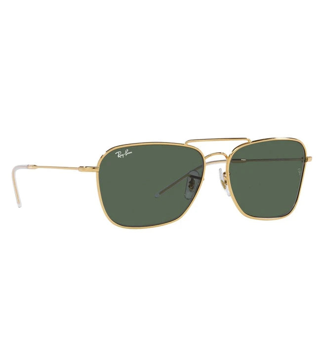 RAY-BAN Reverse Collection Arista Gold Frame Green Lens Square Sunglasses 0RBR0102S001 VR58 / 0RB0102S001/VR58