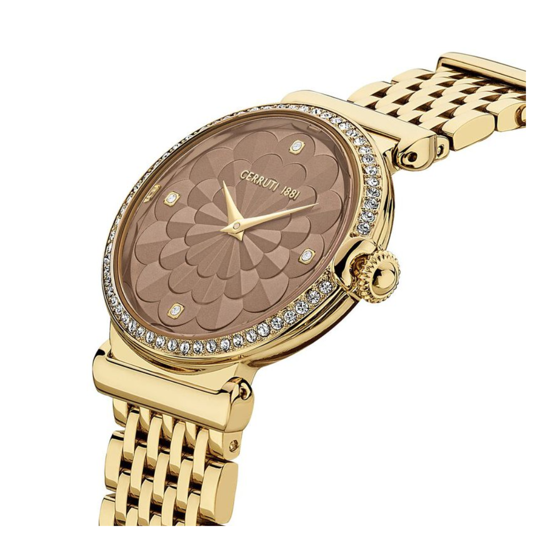 Cerruti 1881 Quartz Analog Brown Dial Stainless Steel Strap Watch for Women CECIWLG2226204W - KRISHNA WATCH COMPANY