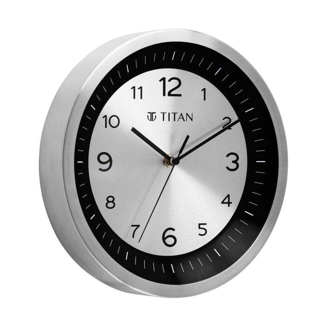 Classic Silver Wall Clock with Silent Sweep Technology - 25.0 cm x 25.0 cm (Small) W0059MA01 - KRISHNA WATCH COMPANY