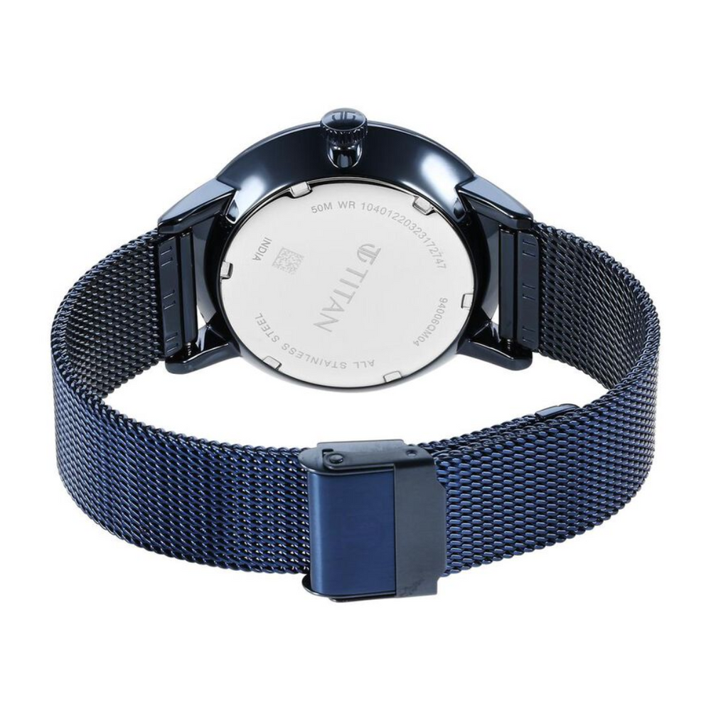 Titan Modern Classics Blue Dial Quartz Multifunction Stainless Steel Strap watch for Men 94006QM04 - KRISHNA WATCH COMPANY
