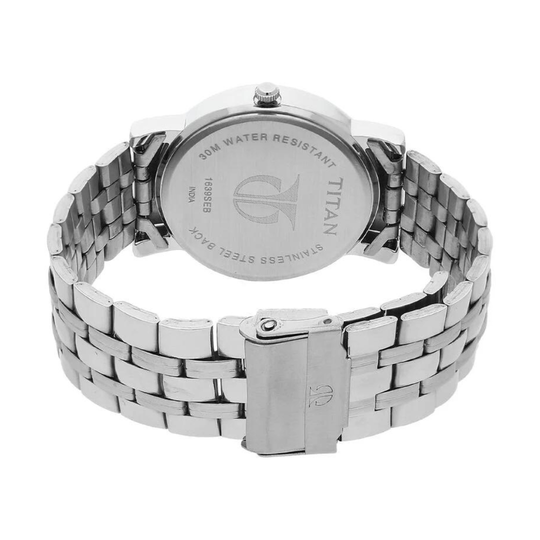 Titan Black Dial Silver Stainless Steel Strap Watch - 1639SM02 - KRISHNA WATCH COMPANY