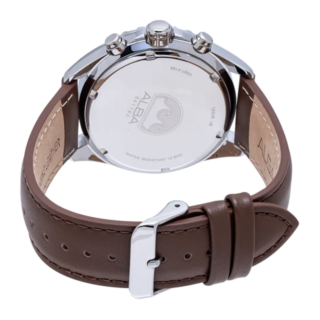 ALBA Blue Dial Chronograph with Leather Strap AM3813X1 - KRISHNA WATCH COMPANY