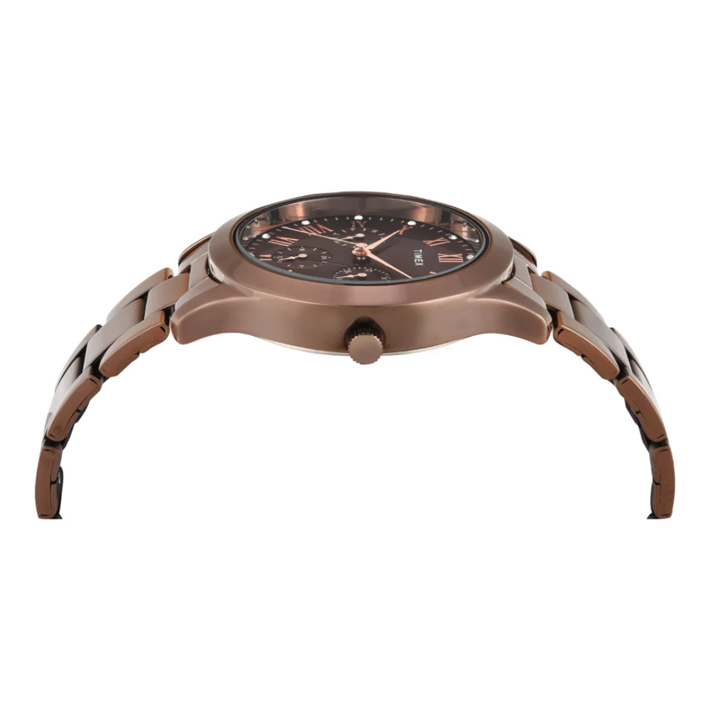 Timex Women Brown Round Multifunction Dial Watch - TW000Q820 - KRISHNA WATCH COMPANY