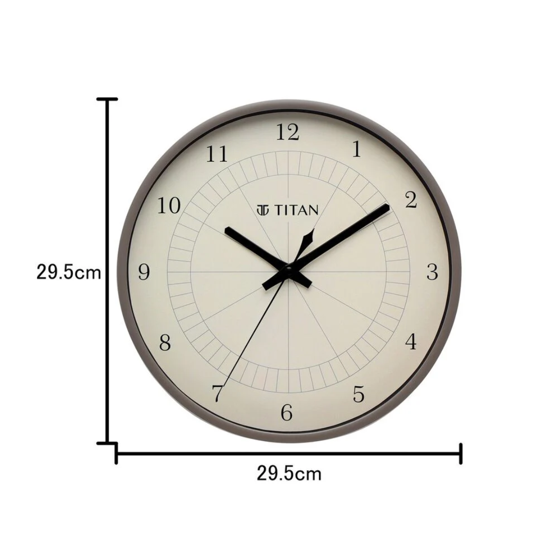 Titan Classic Wall Clock Quartz Analog Grey Dial Wall Clock W0043PA03A - KRISHNA WATCH COMPANY