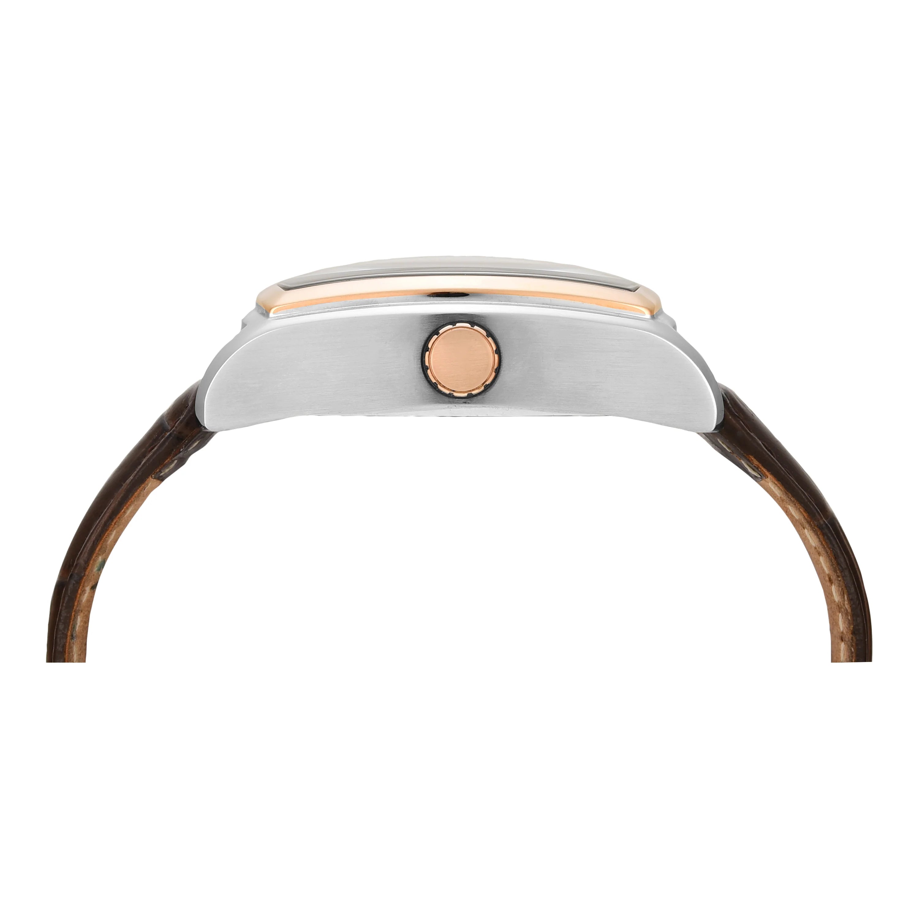 Timex Automatic Silver Tonneau Dial Croco Strap Men's Watch - TWEG25901 - KRISHNA WATCH COMPANY