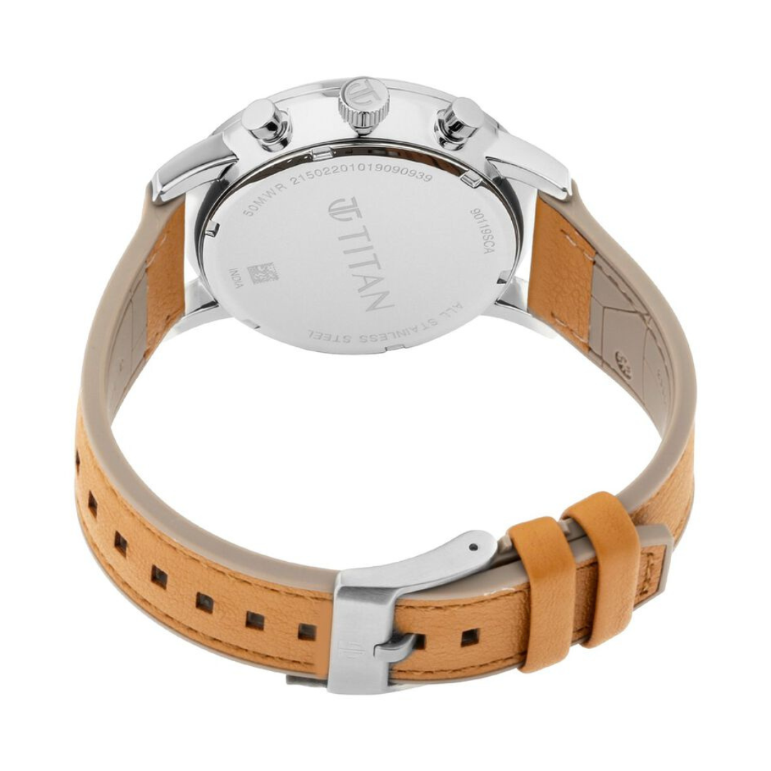 Titan Athleisure Black Dial Quartz Multifunction Leather Strap watch for Men NN90119SP01 (DK564) - KRISHNA WATCH COMPANY