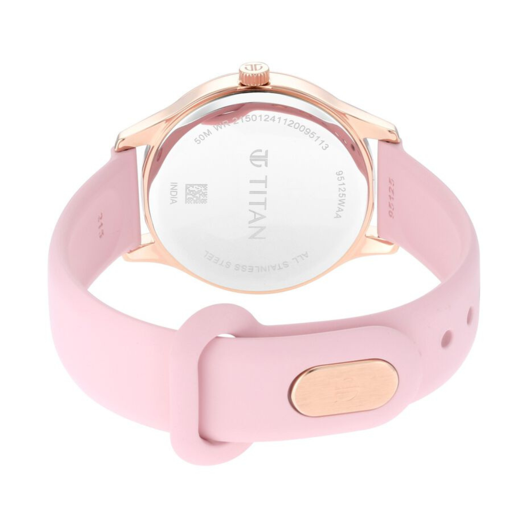 Titan Athleisure - Pink Dial Rubber Strap Watch NP95125WP02 - KRISHNA WATCH COMPANY