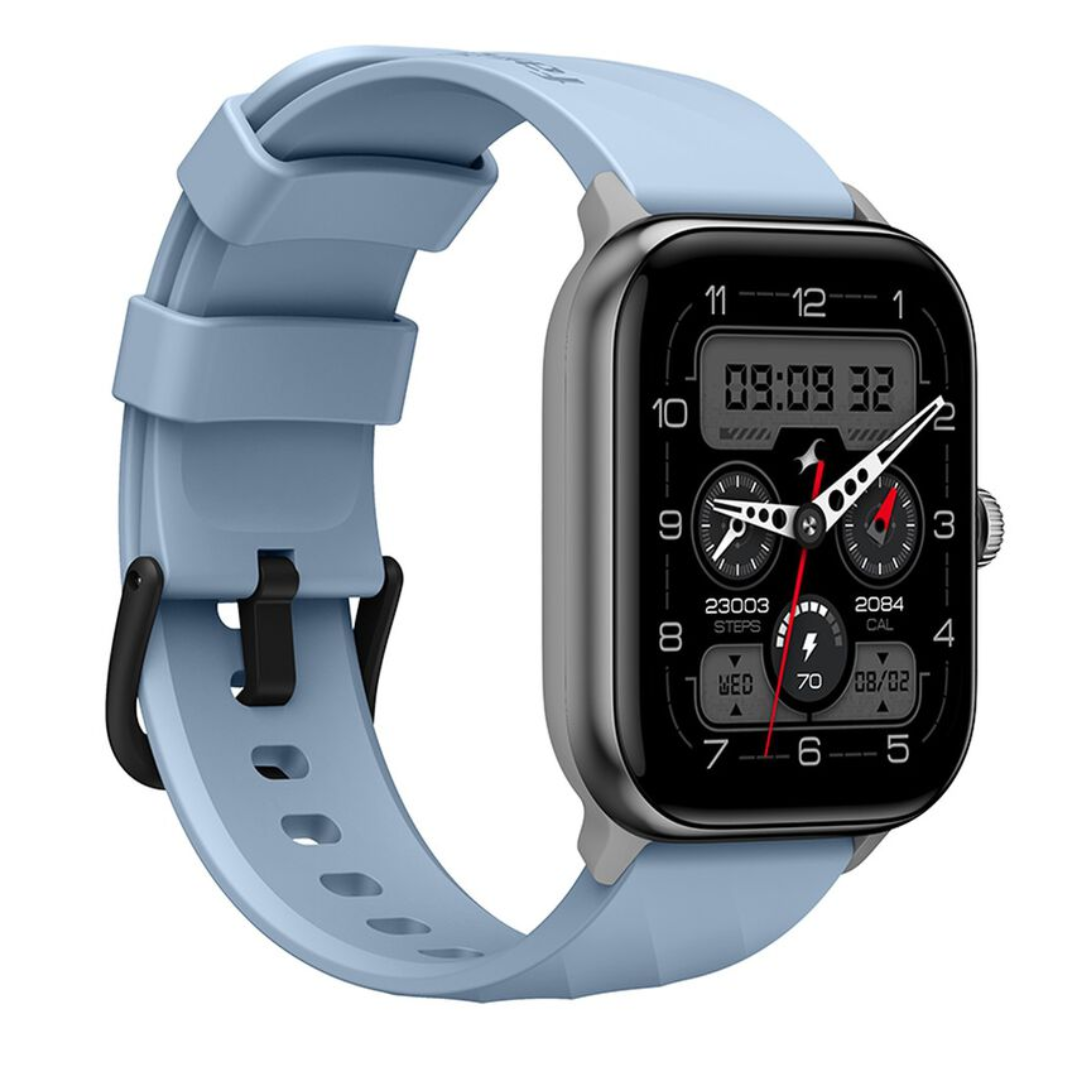 Fastrack Nitro Pro with 4.69 cm AMOLED Display, AOD, Functional Crown, BT Calling Smartwatch with Fluoroscent Blue Strap 38105PP04 - KRISHNA WATCH COMPANY