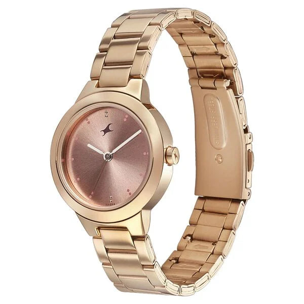 Fastrack Pulse Quartz Analog Pink Dial Stainless Steel Strap Watch for Girls 6150wm01