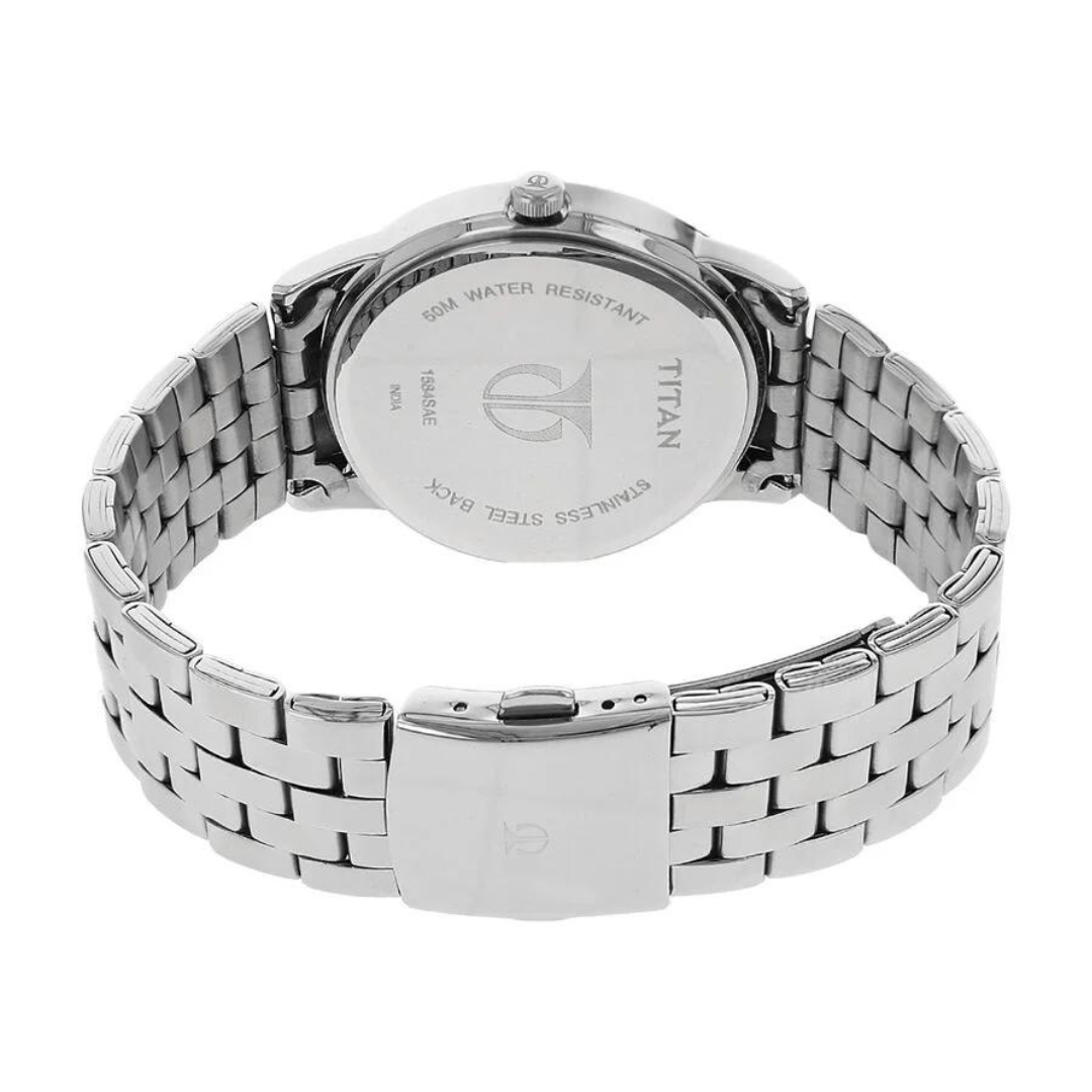 TITAN Anthracite Dial Silver Stainless Steel Strap Watch 1584SM04 - KRISHNA WATCH COMPANY