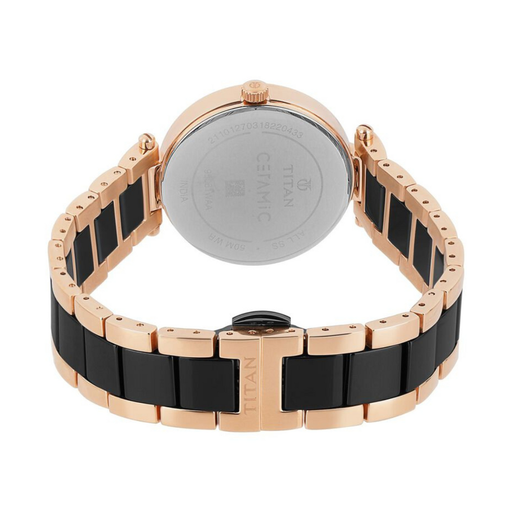Titan Black Dial Analog Watch with Steel & Ceramic Strap NP95061WD01 - KRISHNA WATCH COMPANY