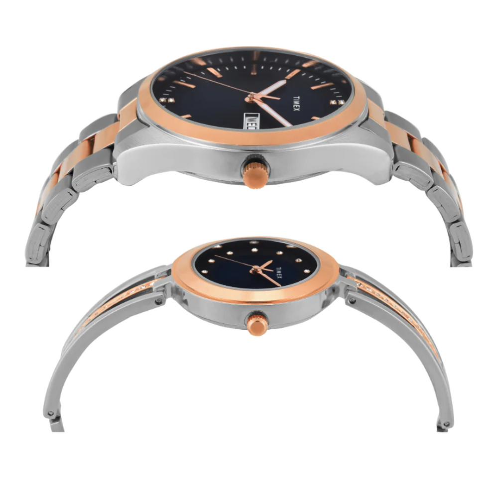 Timex Pairs Blue Round Analog Dial Watch- TW00PR309 - KRISHNA WATCH COMPANY