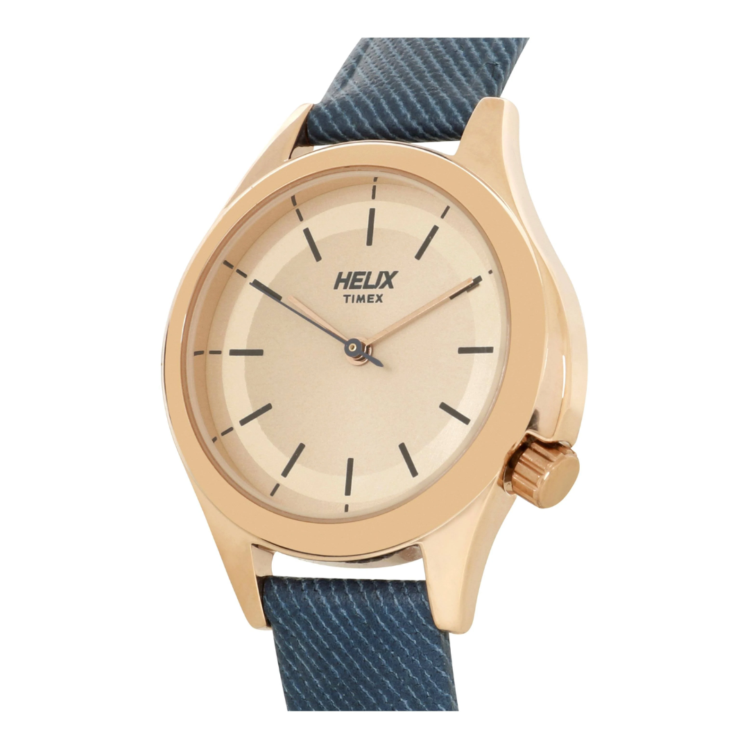 Helix Denim Inspired Trendy 34mm Leather Strap Watch TW037HL08 - KRISHNA WATCH COMPANY