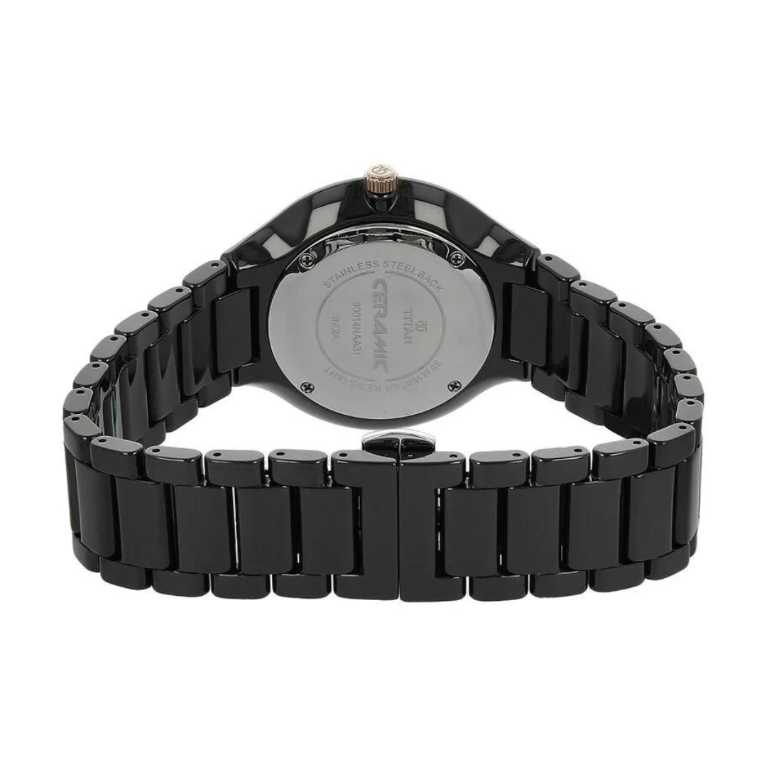 Titan Black Dial Black Ceramic Strap Watch 90014KC02 - KRISHNA WATCH COMPANY
