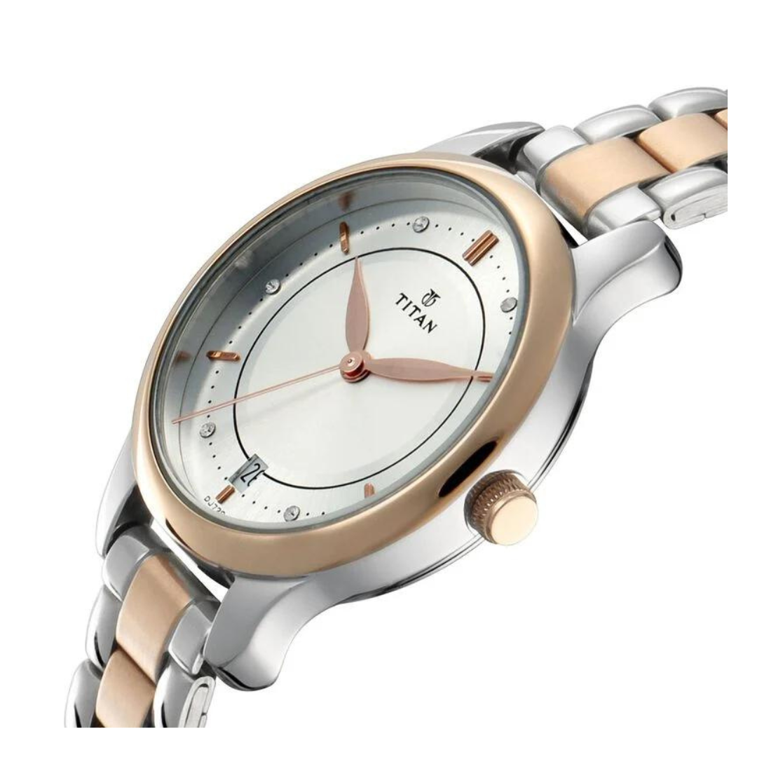 Titan Bandhan Quartz Analog with Date Silver Dial Stainless Steel Strap Watch for Couple 17752481KM01P - KRISHNA WATCH COMPANY