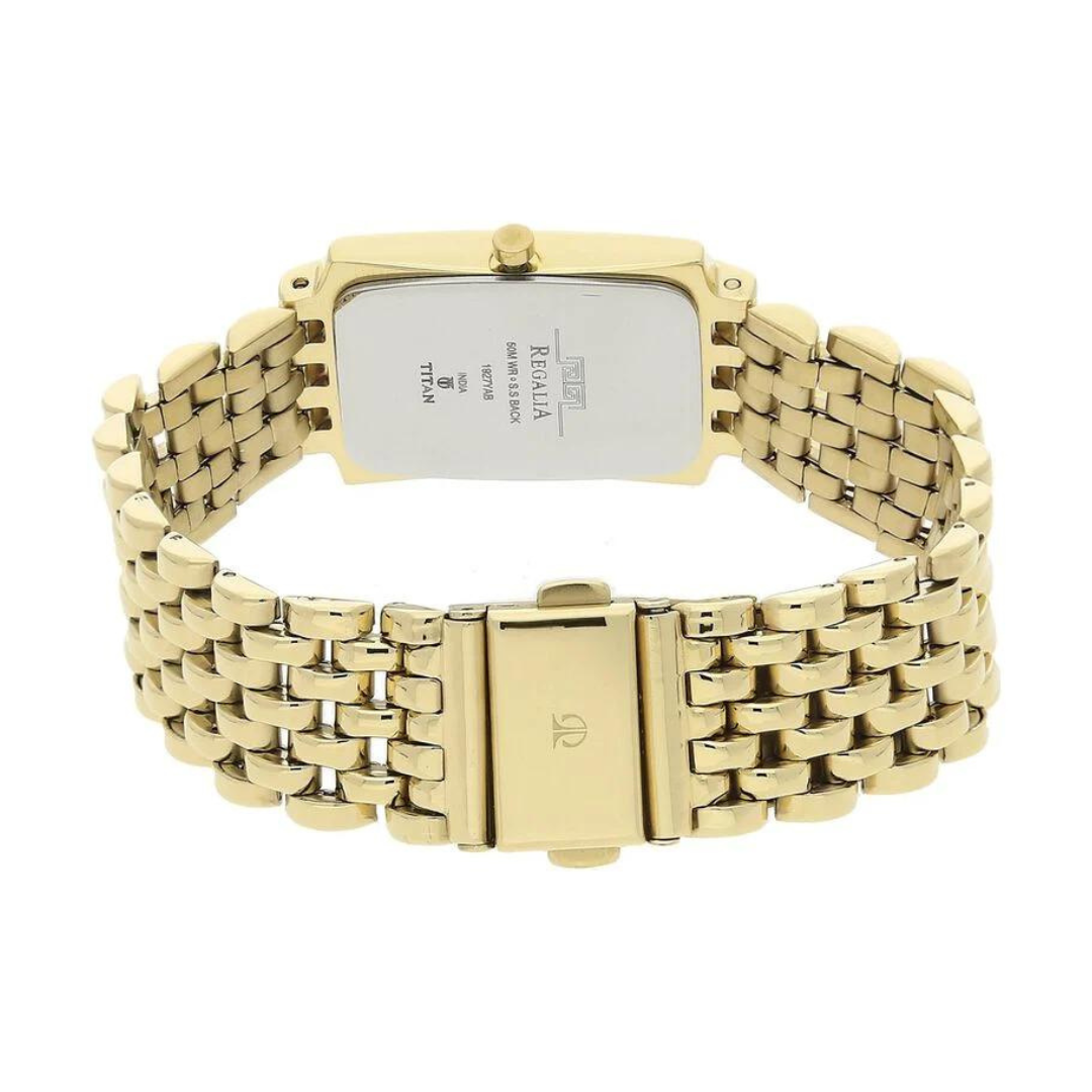 Titan Black Dial Golden Stainless Steel Strap Watch NN1927YM06 - KRISHNA WATCH COMPANY