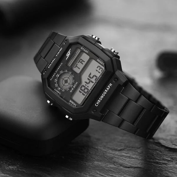 SF Digital Dial Black Stainless Steel Strap Watch For Unisex 77134pm02w - KRISHNA WATCH COMPANY