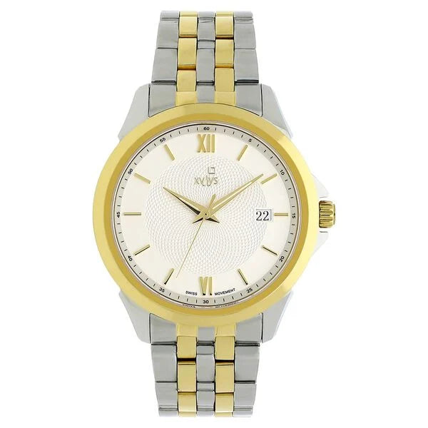 Xylys Swiss Analog with Date Two Toned Stainless Steel Strap White Dial Watch For Men 40020bm01e - KRISHNA WATCH COMPANY