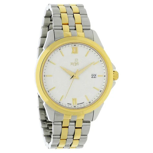 Xylys Swiss Analog with Date Two Toned Stainless Steel Strap White Dial Watch For Men 40020bm01e - KRISHNA WATCH COMPANY